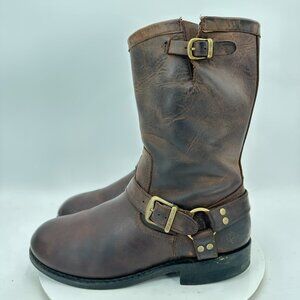 Harley Davidson Men Size 12 95133 brown Distressed Leather Double Buckle boot